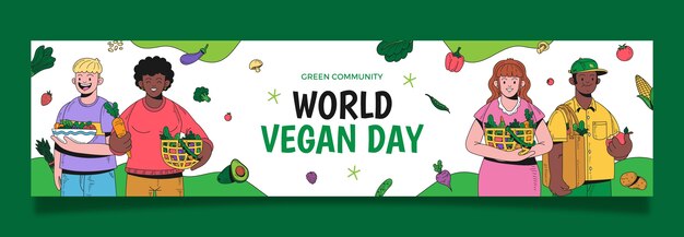 Vector gratuito plantilla de banner de contracción del día mundial vegano