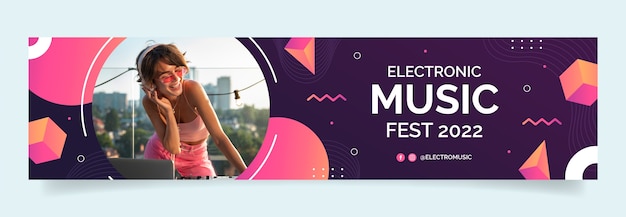 Vector gratuito plantilla de banner de contracción de evento de música electrónica