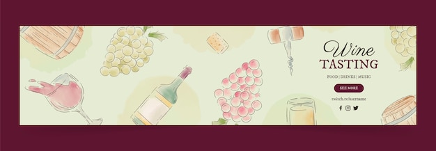 Vector gratuito plantilla de banner de contracción de fiesta de vino pintada a mano