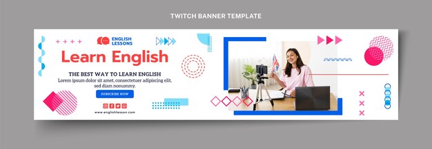 Plantilla de banner de contracción de lecciones de inglés