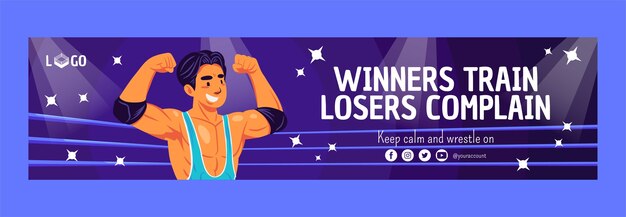 Plantilla de banner de contracción de lucha libre dibujada a mano