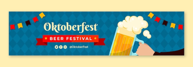 Vector gratuito plantilla de banner de contracción plana para la celebración del oktoberfest