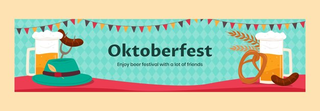 Plantilla de banner de contracción plana de oktoberfest