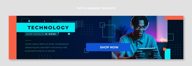 Plantilla de banner de contracción de tecnología de diseño plano