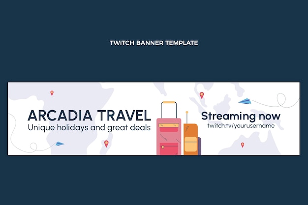 Plantilla de banner de contracción de viajes de diseño plano