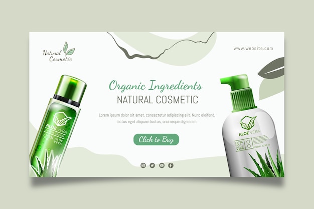 Vector gratuito plantilla de banner de cosmética natural