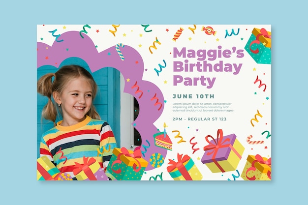 Vector gratuito plantilla de banner de cumpleaños para niños