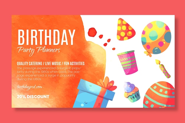 Vector gratuito plantilla de banner de cumpleaños para niños