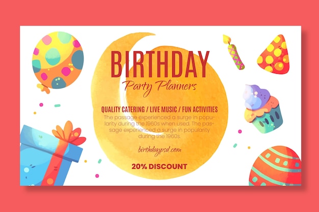 Vector gratuito plantilla de banner de cumpleaños para niños