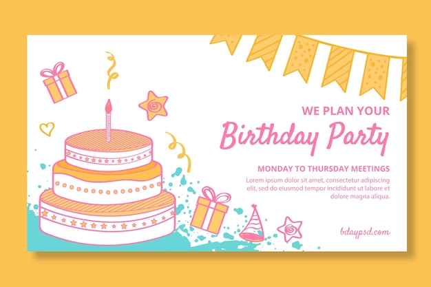 Plantilla de banner de cumpleaños para niños