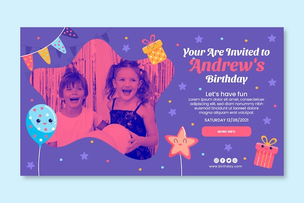 Plantilla de banner de cumpleaños para niños