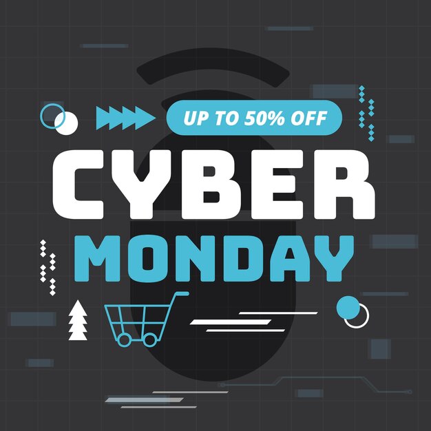 Plantilla de banner de cyber monday de diseño plano