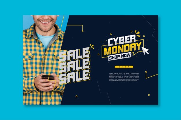 Vector gratuito plantilla de banner de cyber monday