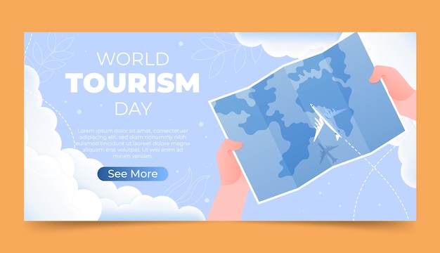 Plantilla de banner degradado para la celebración del día mundial del turismo