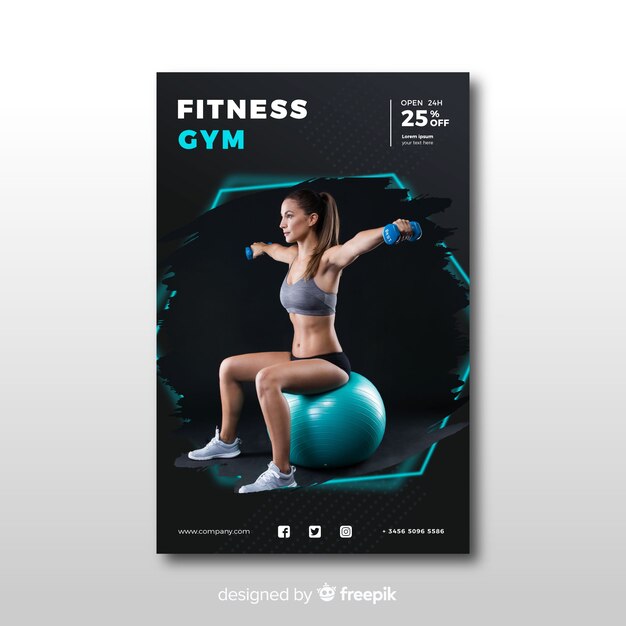 Plantilla de banner de deporte con foto
