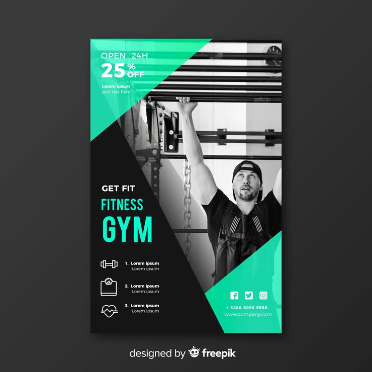 Vector gratuito plantilla de banner de deporte con foto