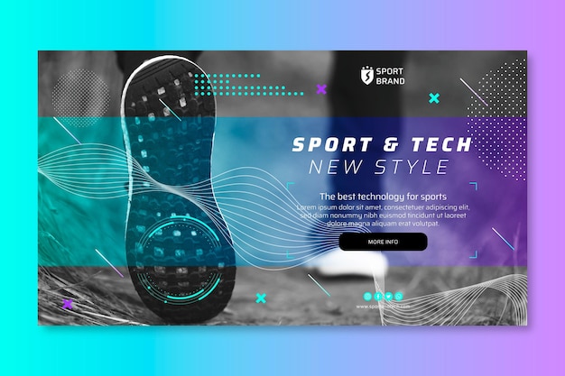 Plantilla de banner de deporte y tecnología