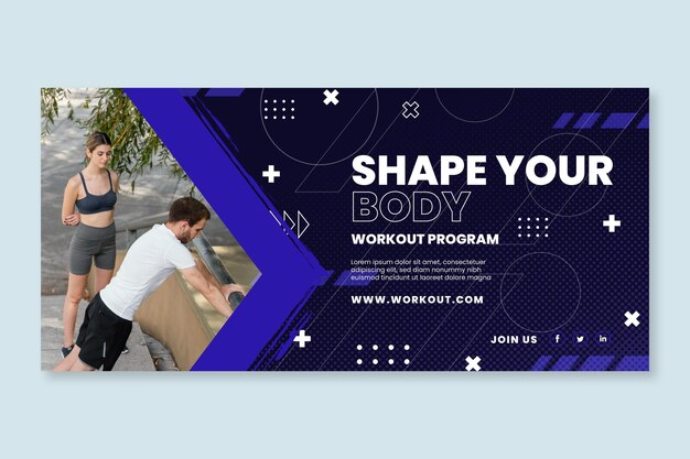 Plantilla de banner de deporte y tecnología