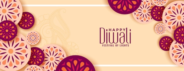 Plantilla de banner de deseos de festival de diwali decorativo