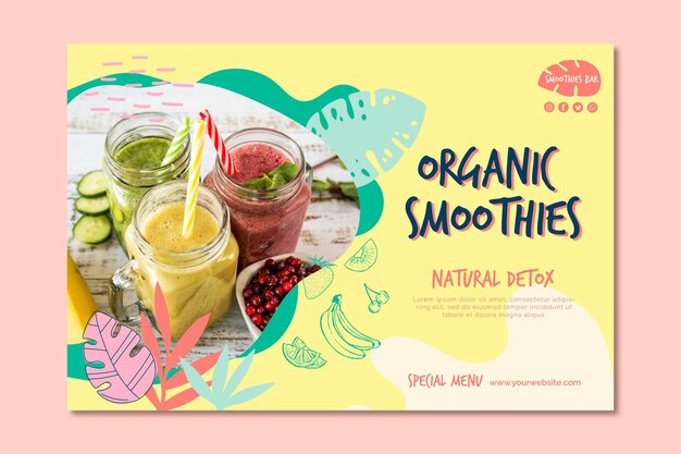 Plantilla de banner de desintoxicación natural de batido orgánico