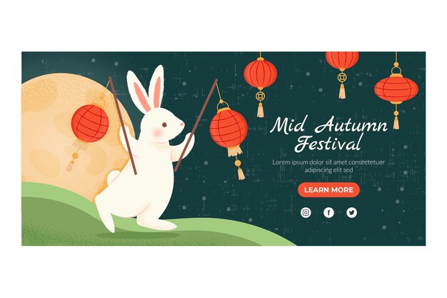 Plantilla de banner dibujado a mano para la celebración del festival del medio otoño