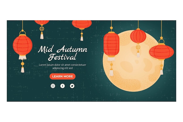 Plantilla de banner dibujado a mano para la celebración del festival del medio otoño