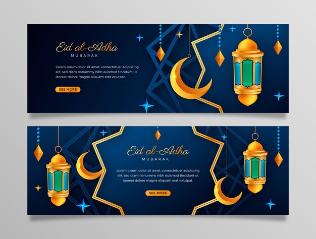 Plantilla de banner dinámico realista de eid al-adha