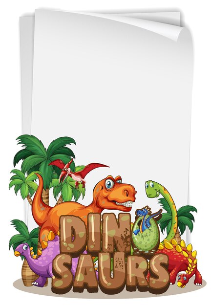 Una plantilla de banner de dinosaurio sobre fondo blanco.