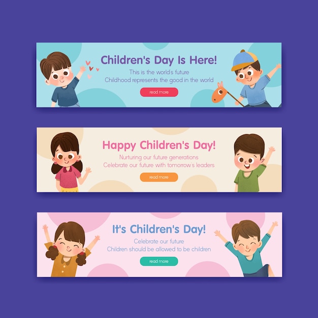 Plantilla de banner con diseño de concepto del día del niño