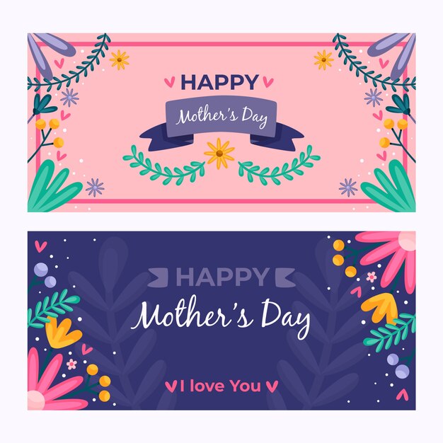 Vector gratuito plantilla de banner con diseño del día de la madre