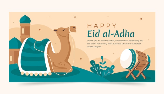 Plantilla de banner de eid al-adha dibujado a mano