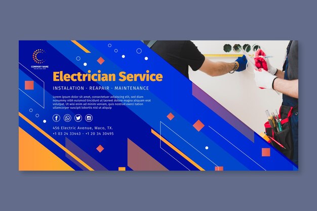 Plantilla de banner de electricista