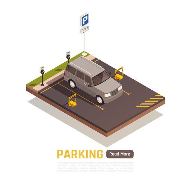 Plantilla de banner de estacionamiento reservado isométrico