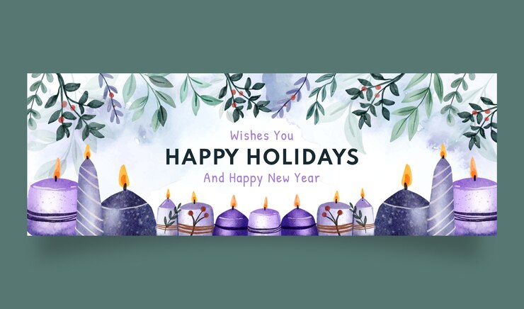 Vector gratuito plantilla de banner de felices fiestas en acuarela