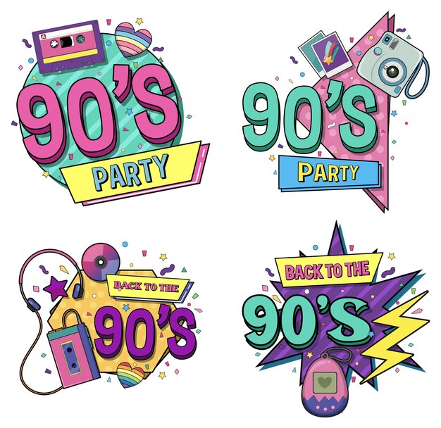 Plantilla de banner de fiesta de los 90