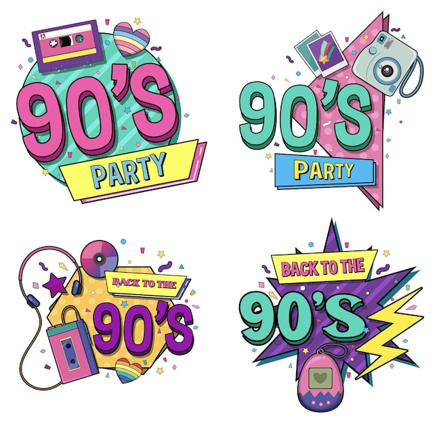 Plantilla de banner de fiesta de los 90