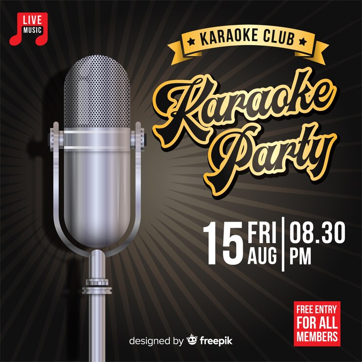 Vector gratuito plantilla de banner de fiesta de karaoke creativo