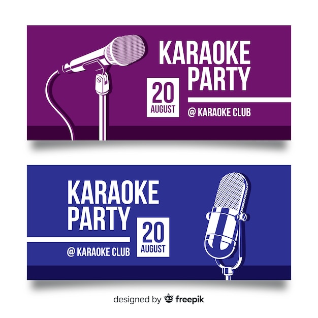 Plantilla de banner de fiesta karaoke plana