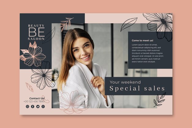 Plantilla de banner floral de salón de belleza