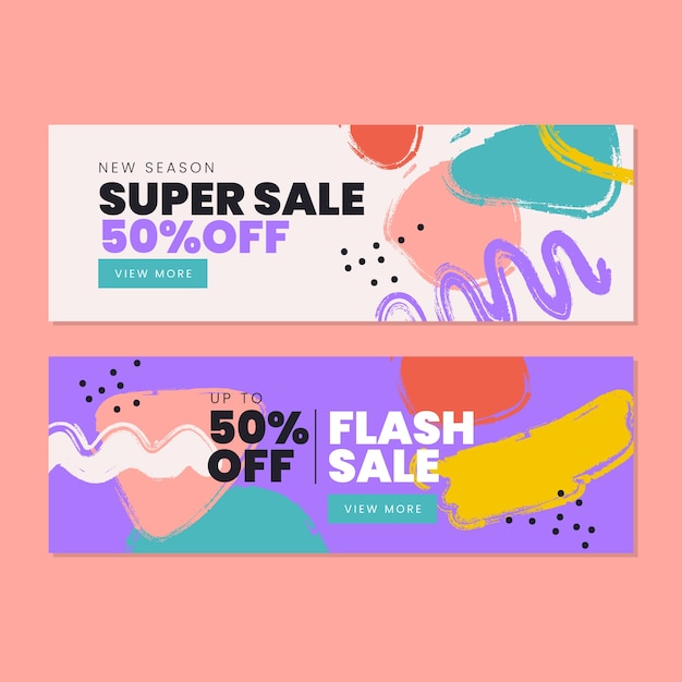 Plantilla de banner de formas abstractas de diseño plano