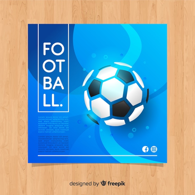 Vector gratuito plantilla banner fútbol plano azul