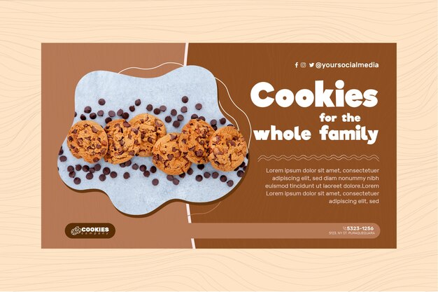 Plantilla de banner de galletas de chocolate