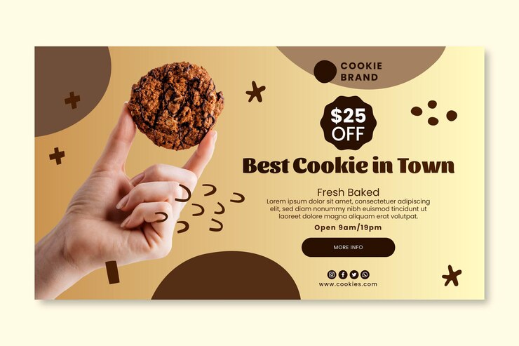 Vector gratuito plantilla de banner de galletas deliciosas