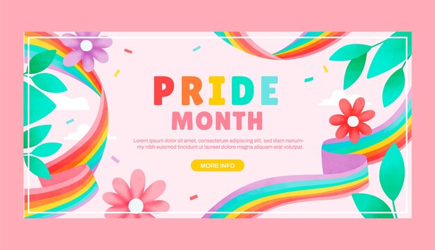 Plantilla de banner horizontal de acuarela para la celebración del mes del orgullo
