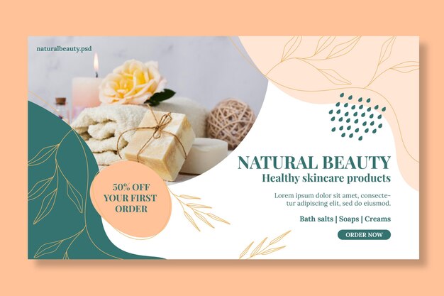 Vector gratuito plantilla de banner horizontal de belleza natural