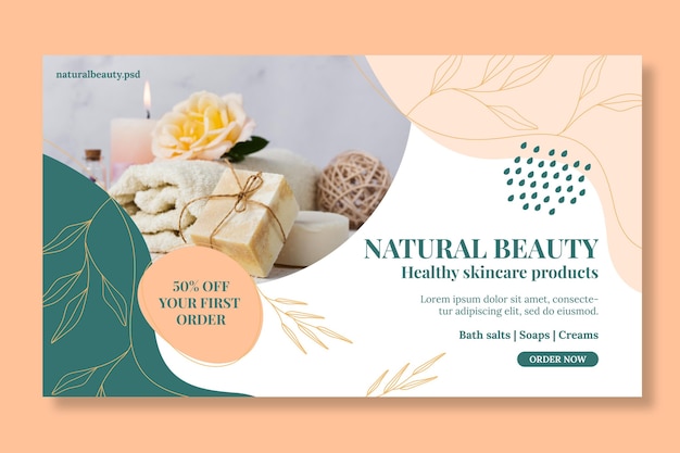 Plantilla de banner horizontal de belleza natural