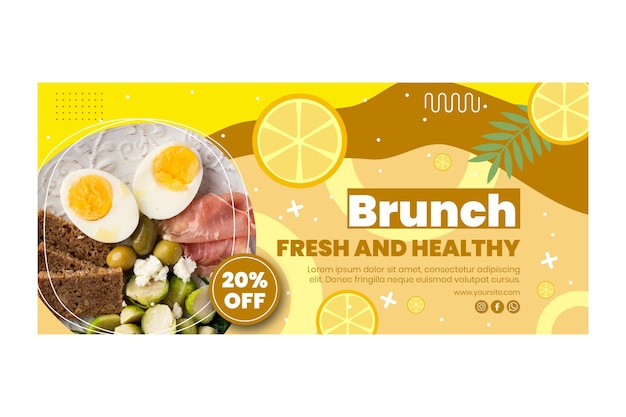 Vector gratuito plantilla de banner horizontal de brunch