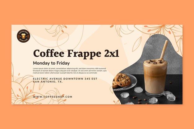 Plantilla de banner horizontal de café