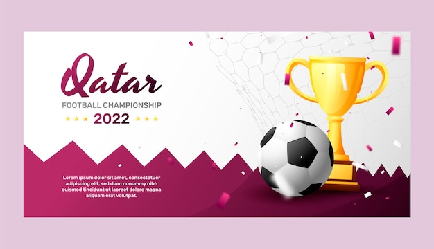 Vector gratuito plantilla de banner horizontal de campeonato de fútbol degradado