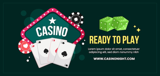 Vector gratuito plantilla de banner horizontal para casino y juegos de azar